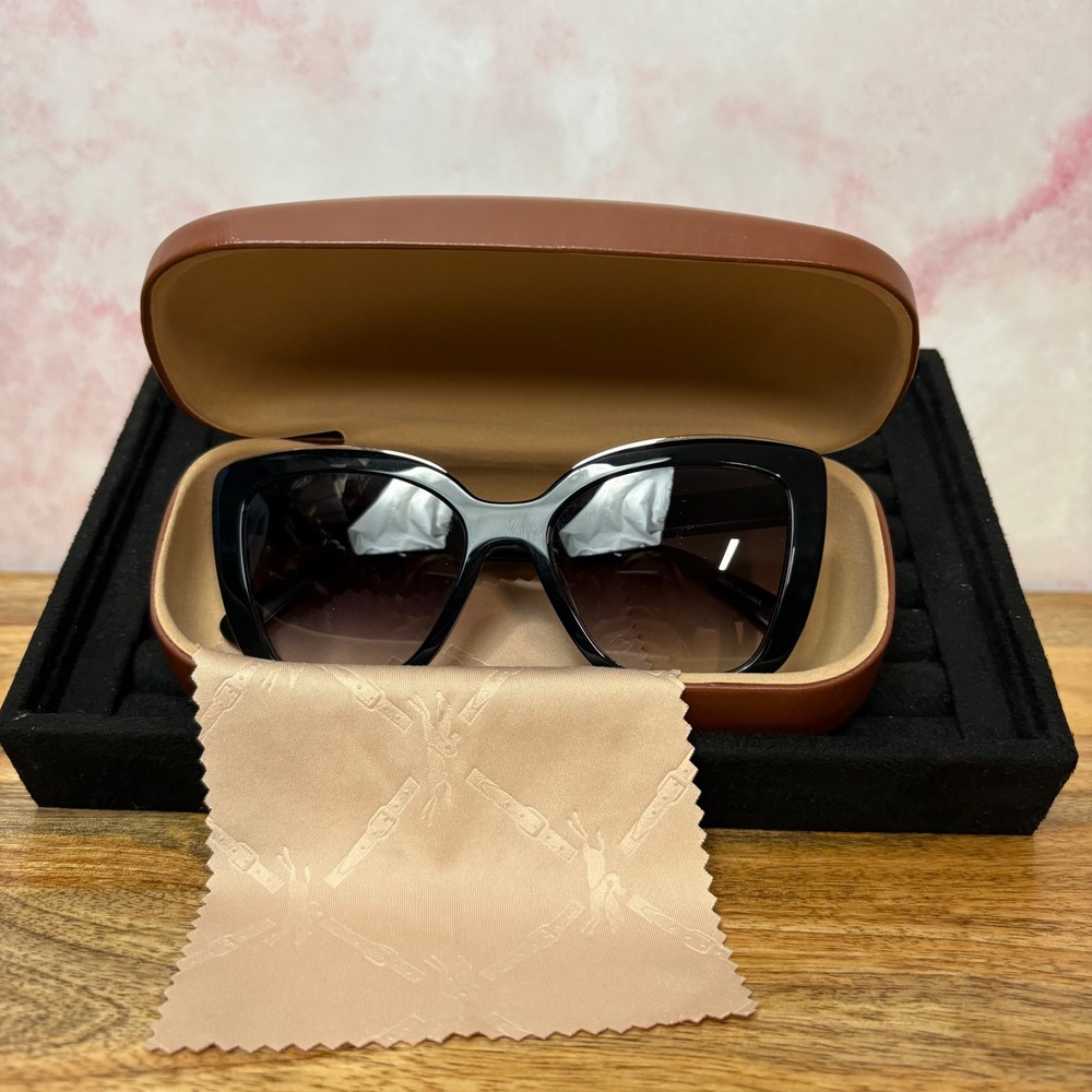 Longchamp Women's LO692S Sunglasses Cat Eye Black/Gold